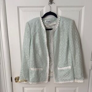 VINTAGE Mint Green Tweed Jacket size 8 Blushe by Spiegel